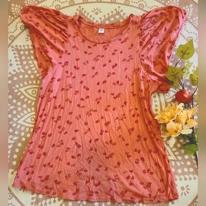 EUC pink flutter sleeve Old Navy top size Large